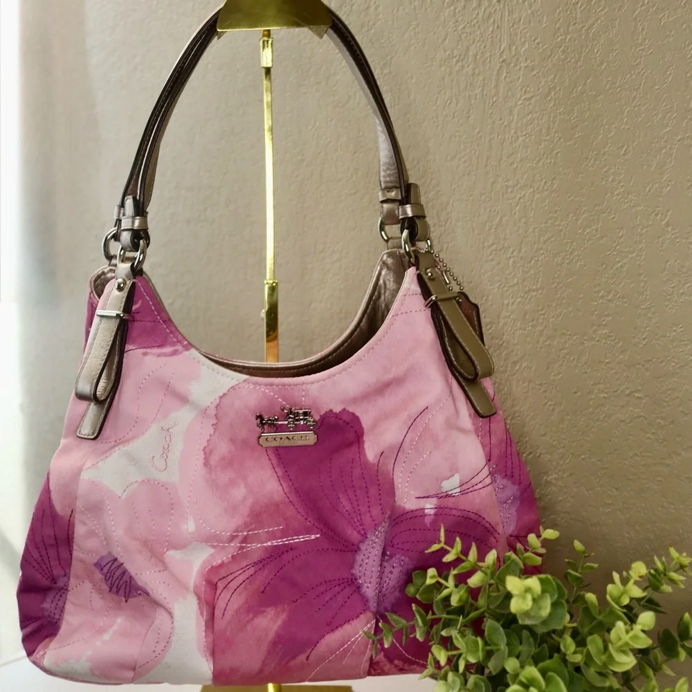 Coach Pink and Purple Floral Shoulder Bag - Picture 1 of 5